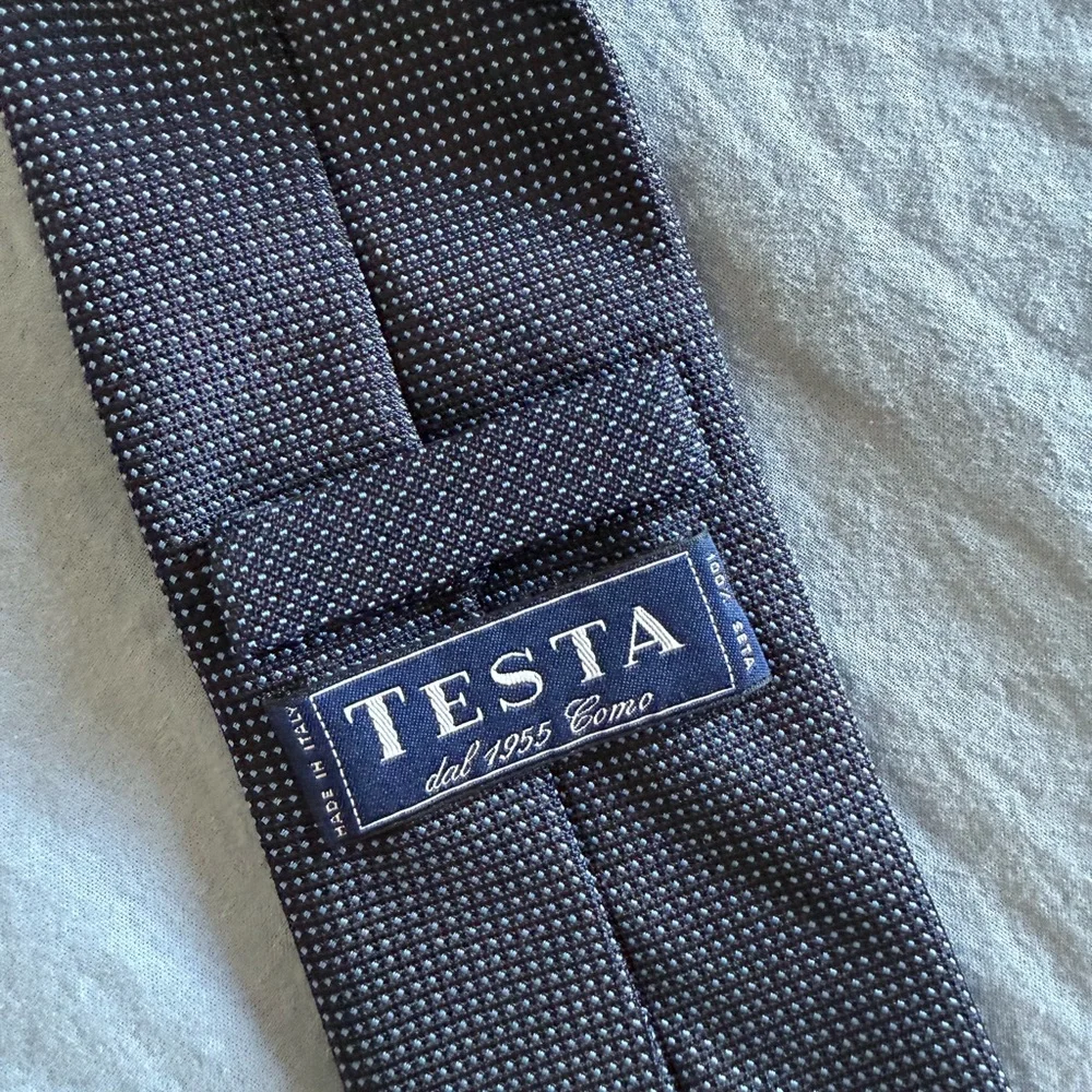 Elegant Navy and White Men's Tie 100% silk - made in Italy